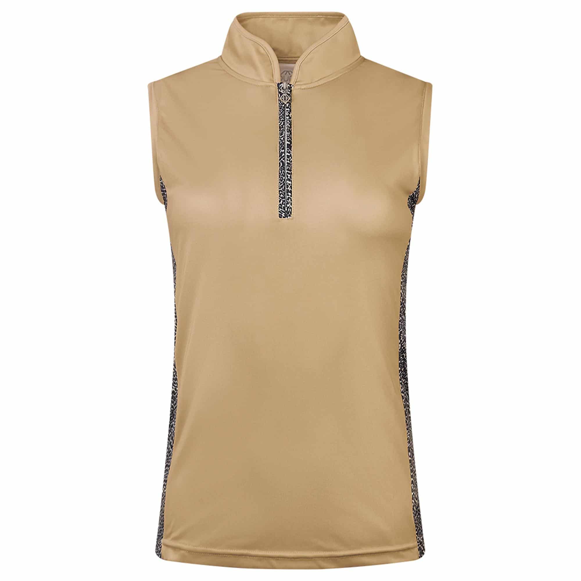 Pure Golf Elise Sleeveless Polo Shirt Cheetah Beige